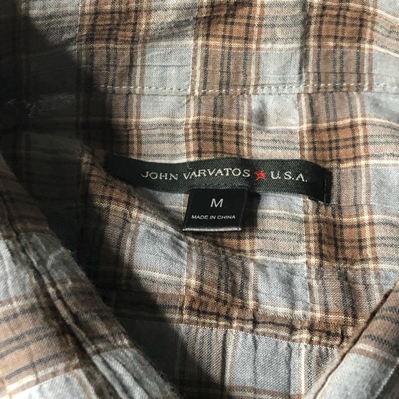 John Varvatos USA Medium Men Button Up Plaid Shirt - Picture 6 of 6